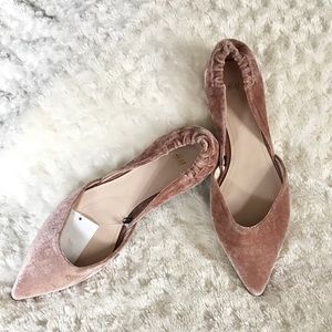 NWT H&M Velvet Blush Pink Nude Pointy Flats 8.5